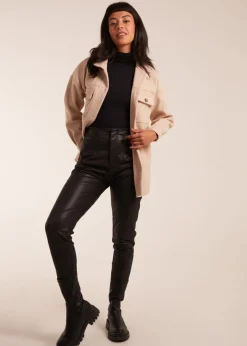 Trousers>Blue Vanilla Black Matte Faux Leather Tailored Trouser