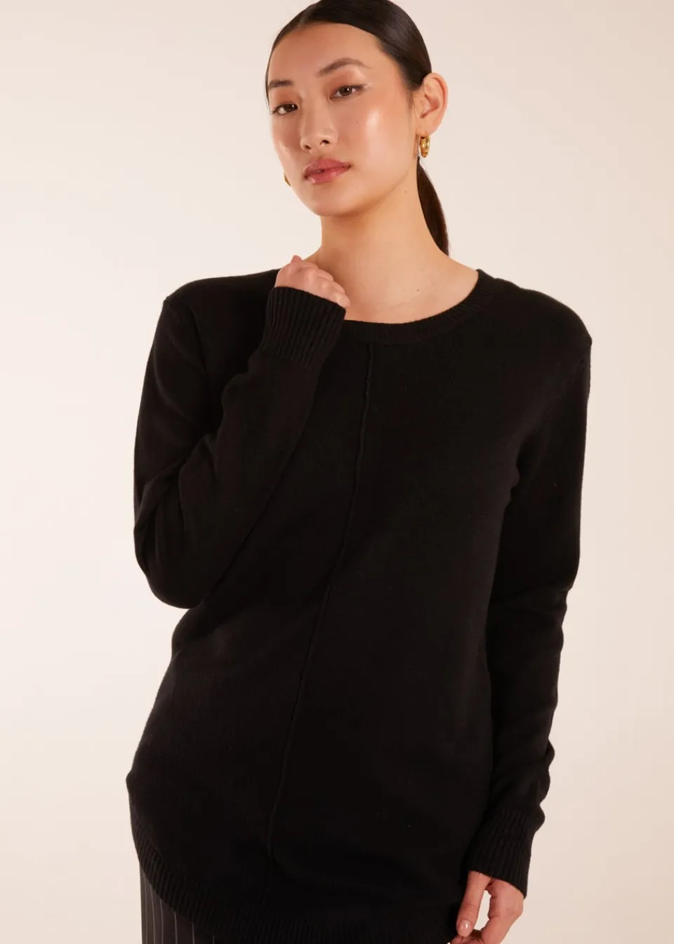 Tops>Blue Vanilla Black Middle Seam Detail Jumper