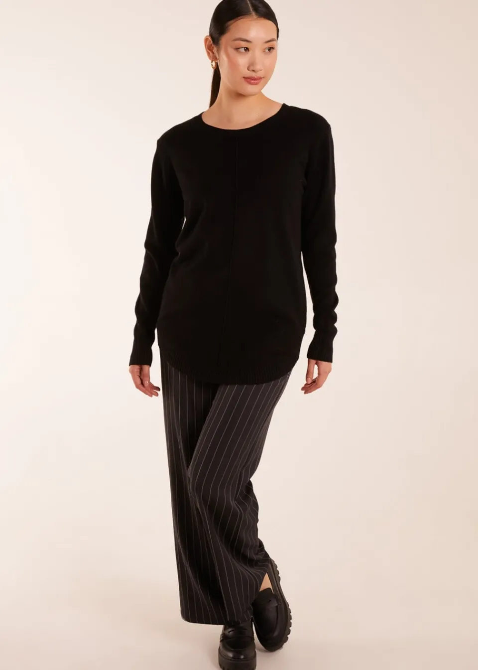 Tops>Blue Vanilla Black Middle Seam Detail Jumper