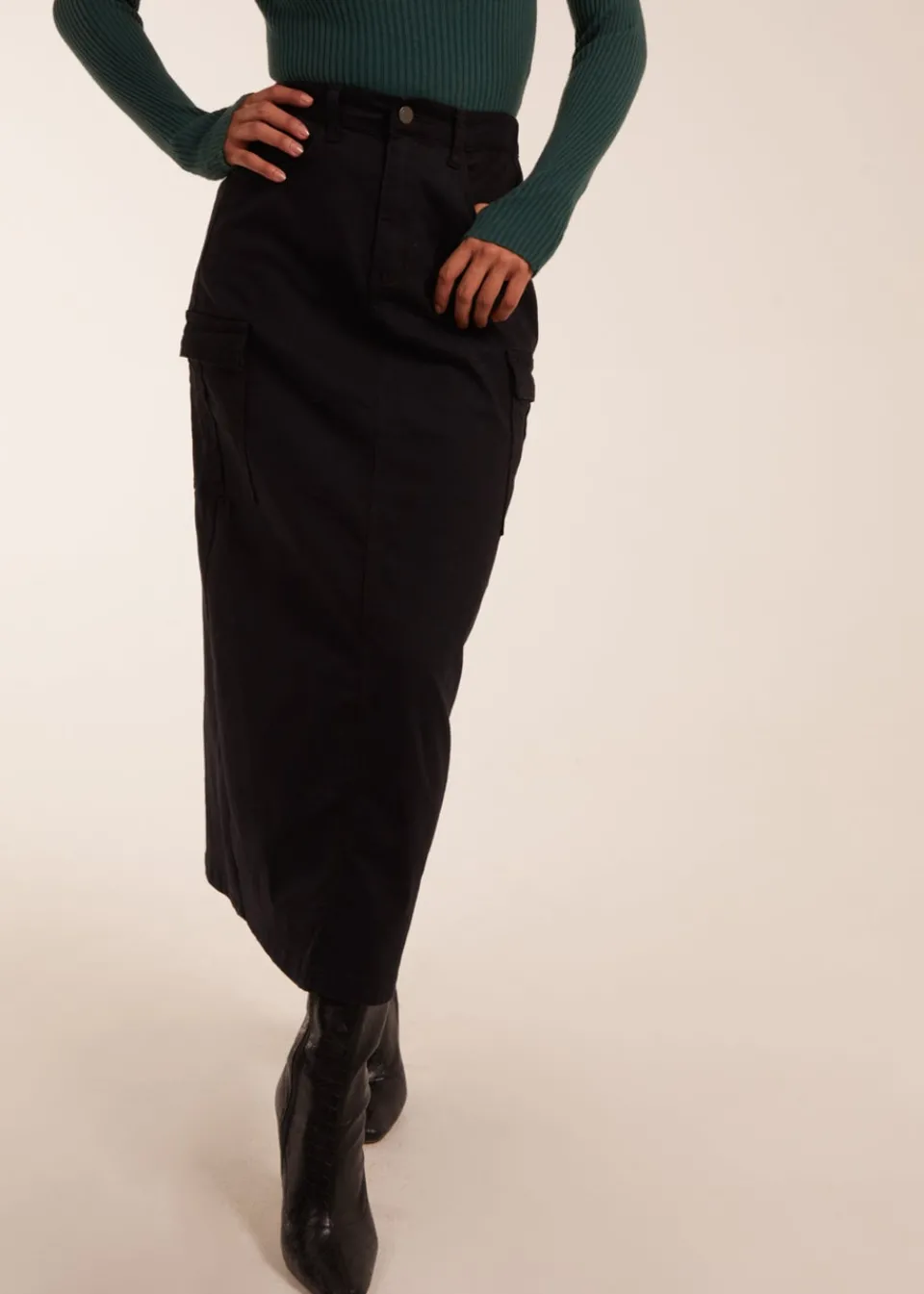 Skirts>Blue Vanilla Pocket Midi Skirt Black