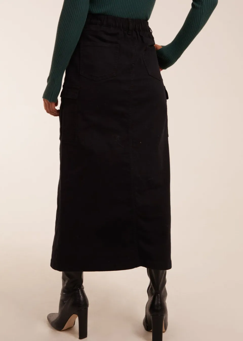 Skirts>Blue Vanilla Pocket Midi Skirt Black