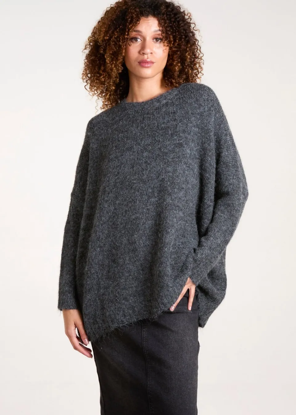 Knitwear>Blue Vanilla Black Round Neck Jumper