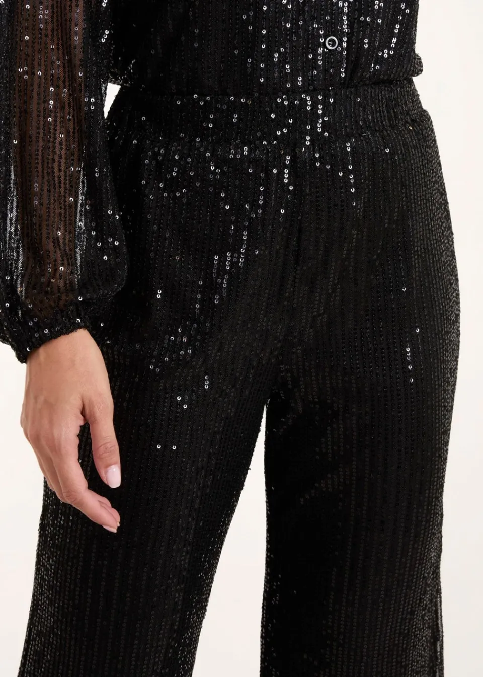 Trousers>Blue Vanilla Black Sequin Trousers