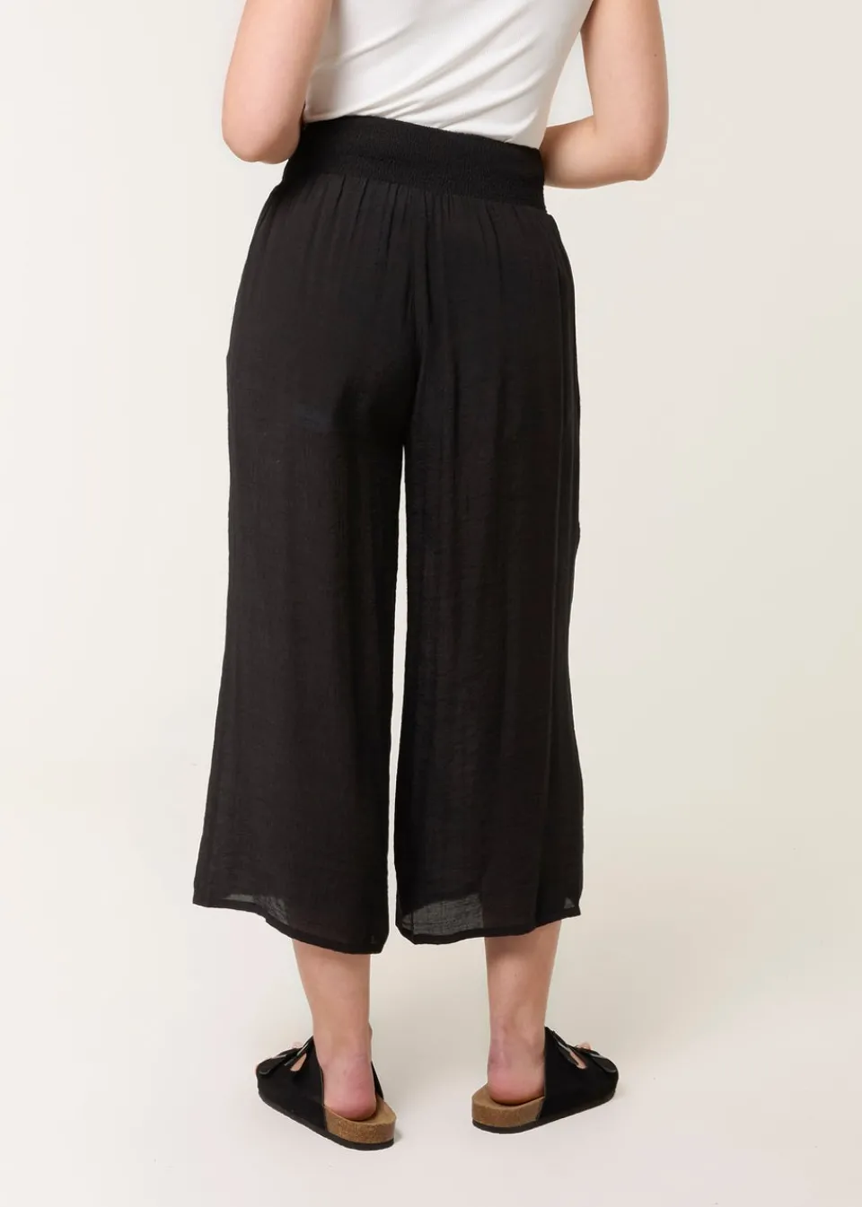 Trousers>Blue Vanilla Black Shirred Culottes