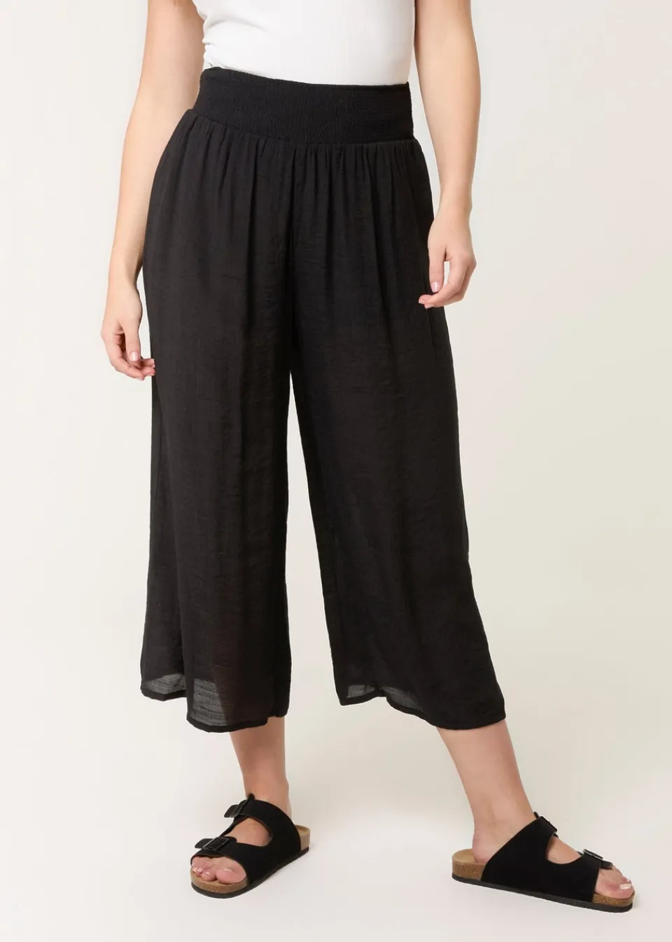 Trousers>Blue Vanilla Black Shirred Culottes