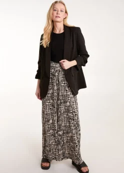 Trousers>Blue Vanilla Black Shirred Waistband Wide Leg Trousers