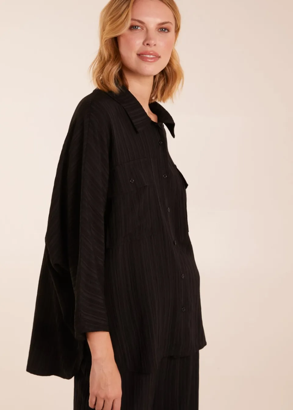 Tops>Blue Vanilla Shirt & Trousers Set Black