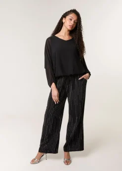 Trousers>Blue Vanilla Black Sparkle Wide Leg Trouser