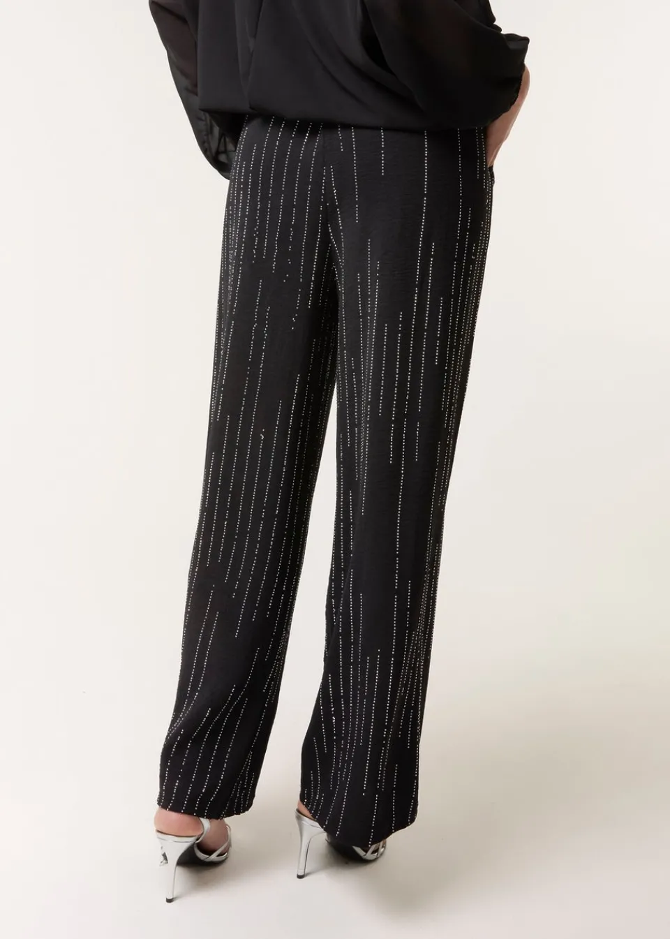 Trousers>Blue Vanilla Black Sparkle Wide Leg Trouser