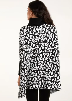 Tops>Blue Vanilla Black Spot Roll Neck Jumper