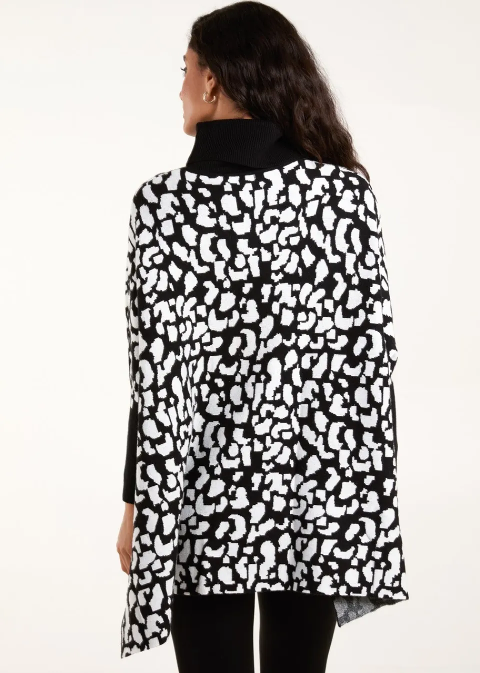 Tops>Blue Vanilla Black Spot Roll Neck Jumper