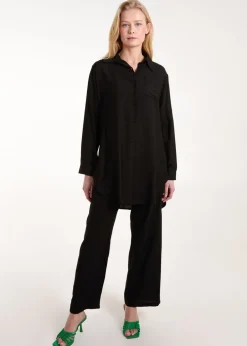 Tops>Blue Vanilla Black Striped Cosy Shirt Set