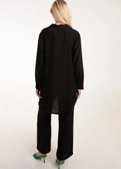 Tops>Blue Vanilla Black Striped Cosy Shirt Set