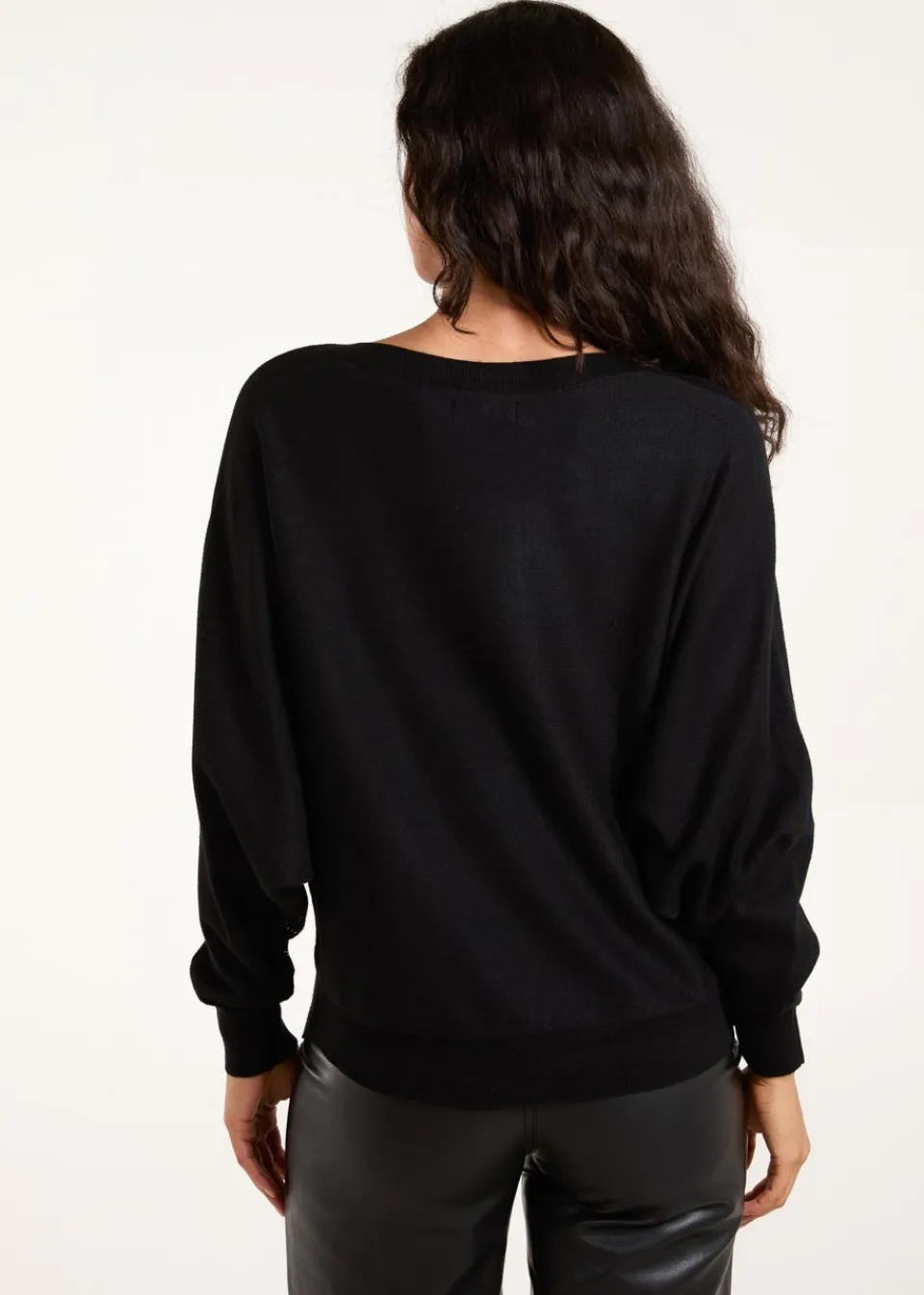 Tops>Blue Vanilla Black Striped Diamante Batwing Jumper