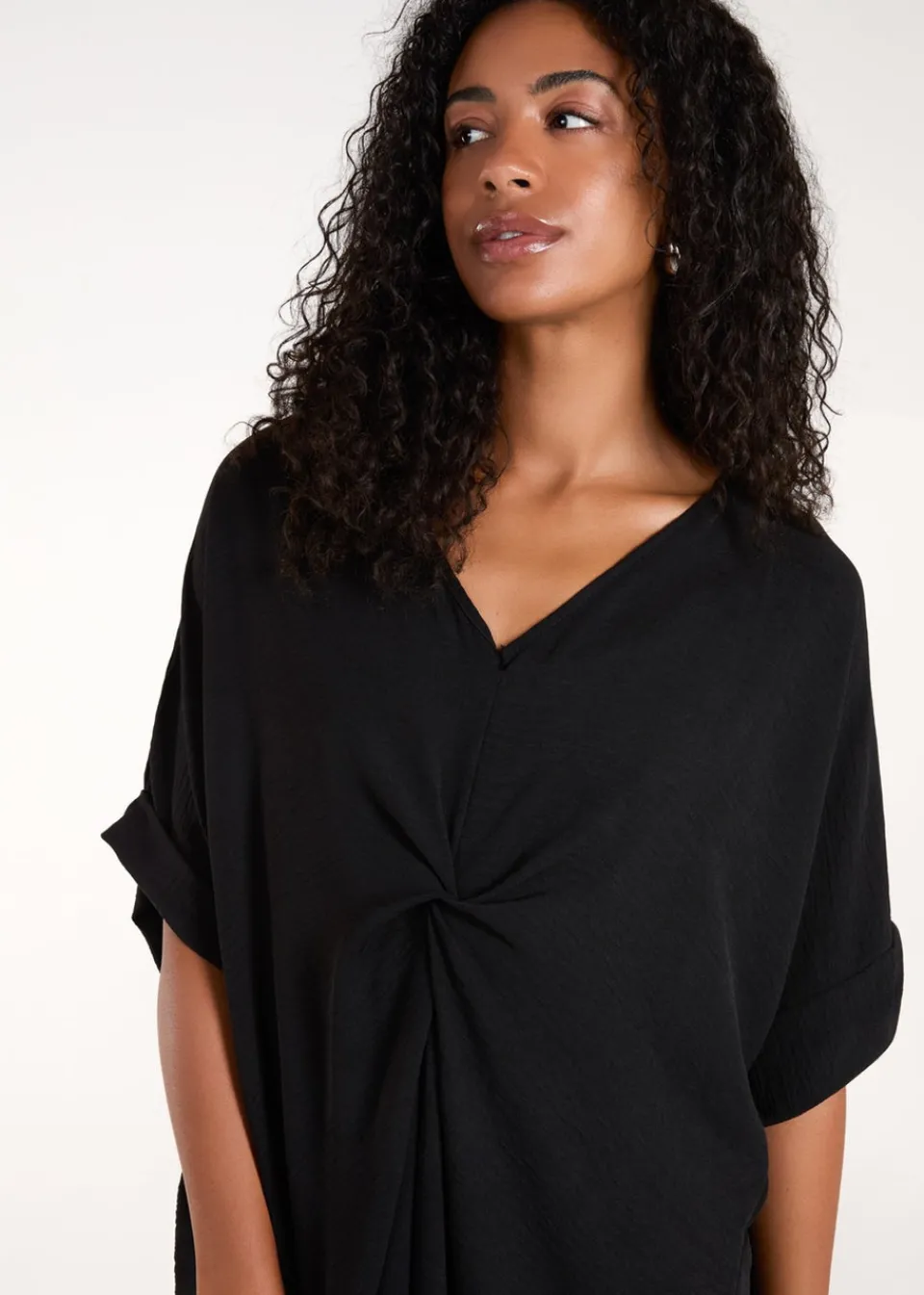 Dresses>Blue Vanilla Black Twist Front Midi Dress