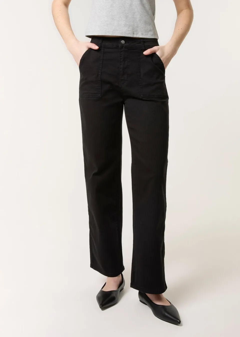 Trousers>Blue Vanilla Black Wide Leg Pocket Trouser