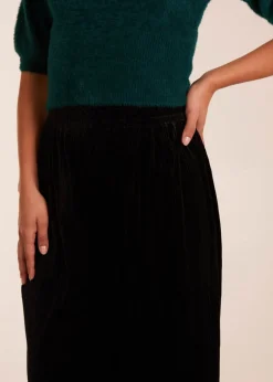 Trousers>Blue Vanilla Black Wide Leg Textured Velour Trouser