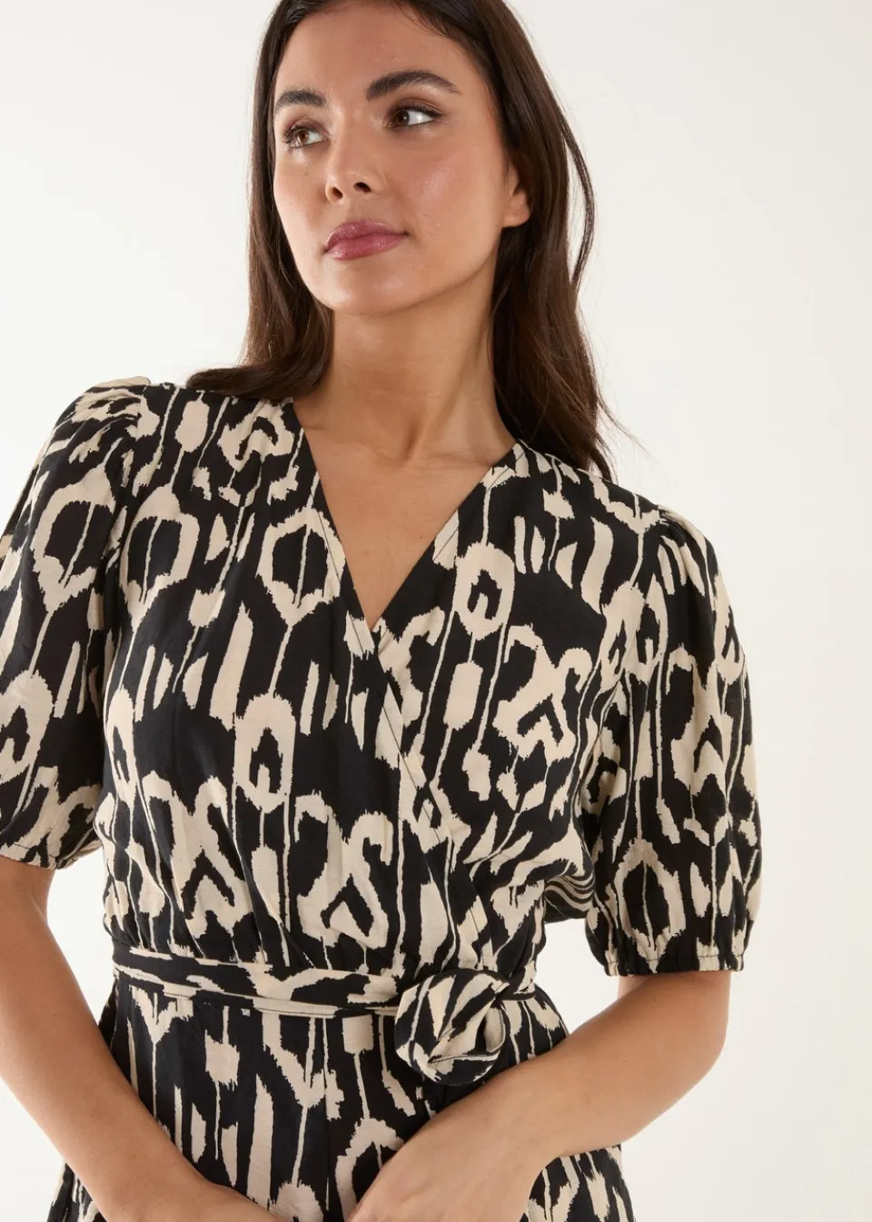 Jumpsuits & Playsuits>Blue Vanilla Black Wrap Front Playsuit