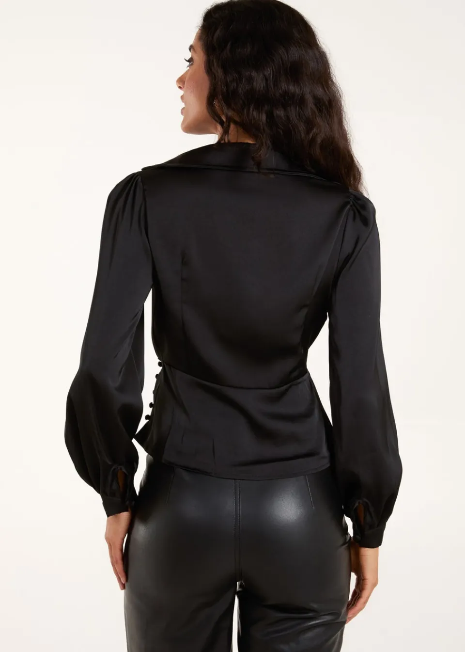 Tops>Blue Vanilla Black Wrap Shirt Top