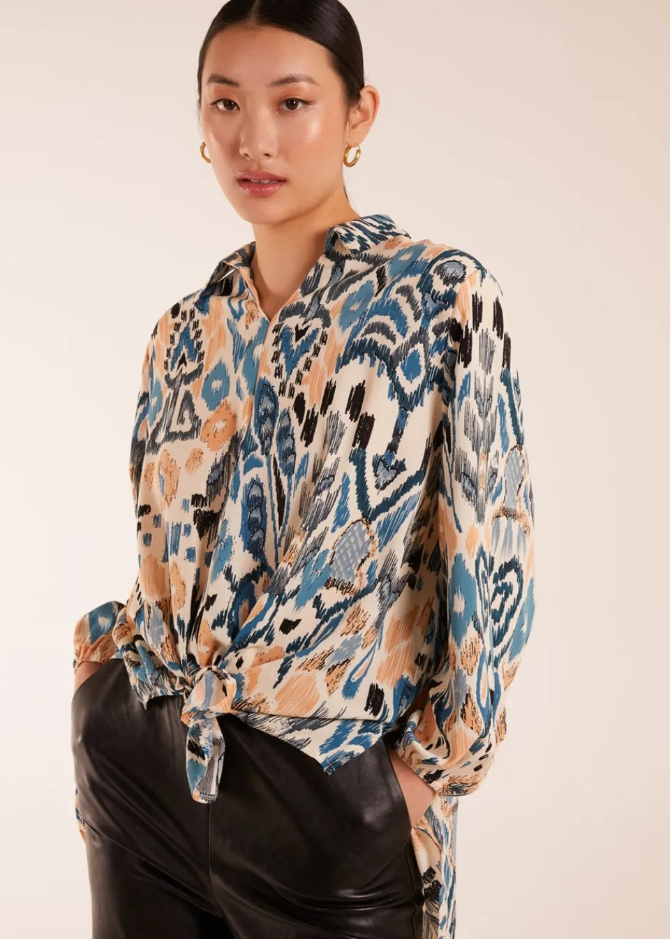Tops>Blue Vanilla Blue Abstract Printed Shirt