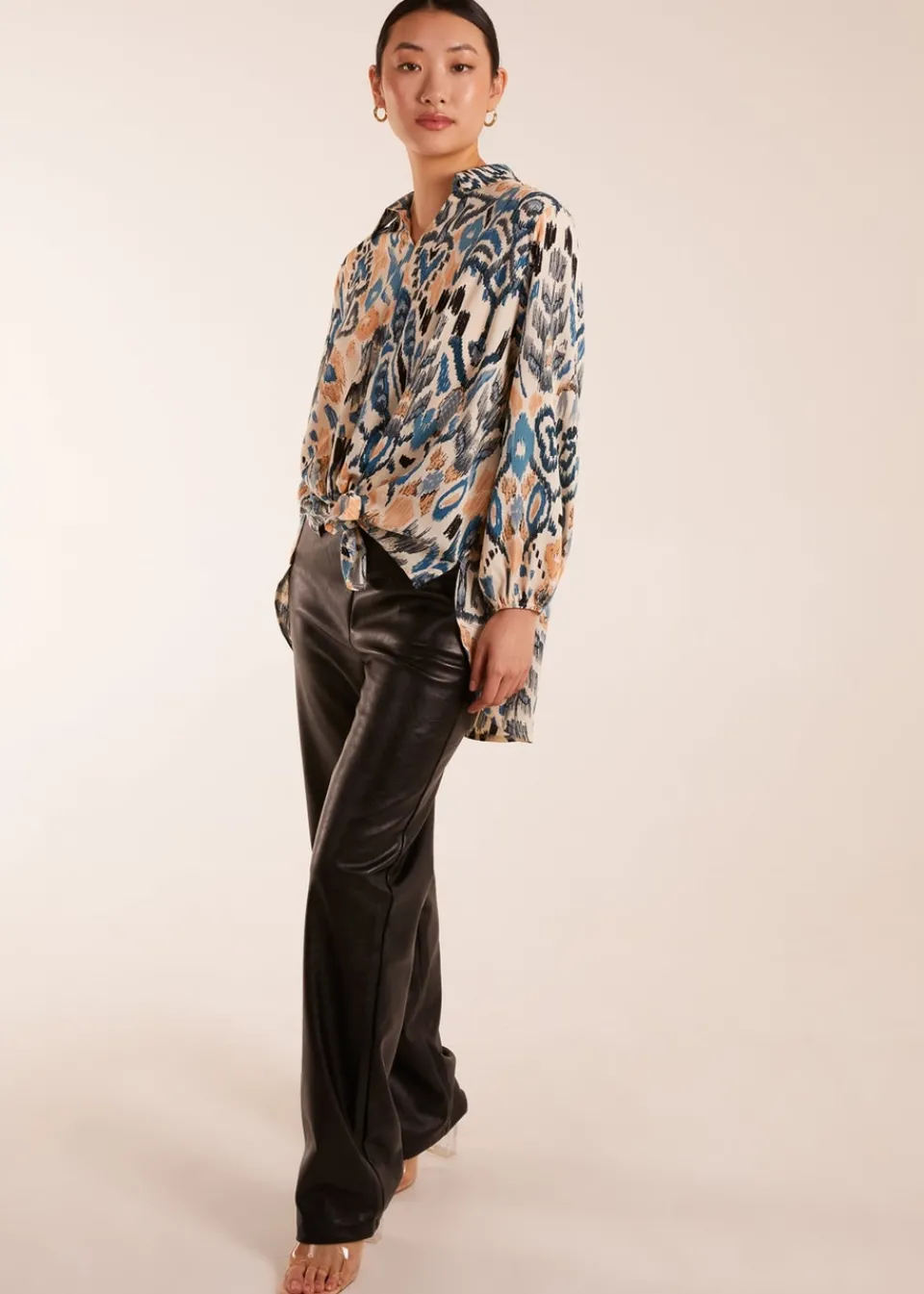Tops>Blue Vanilla Blue Abstract Printed Shirt