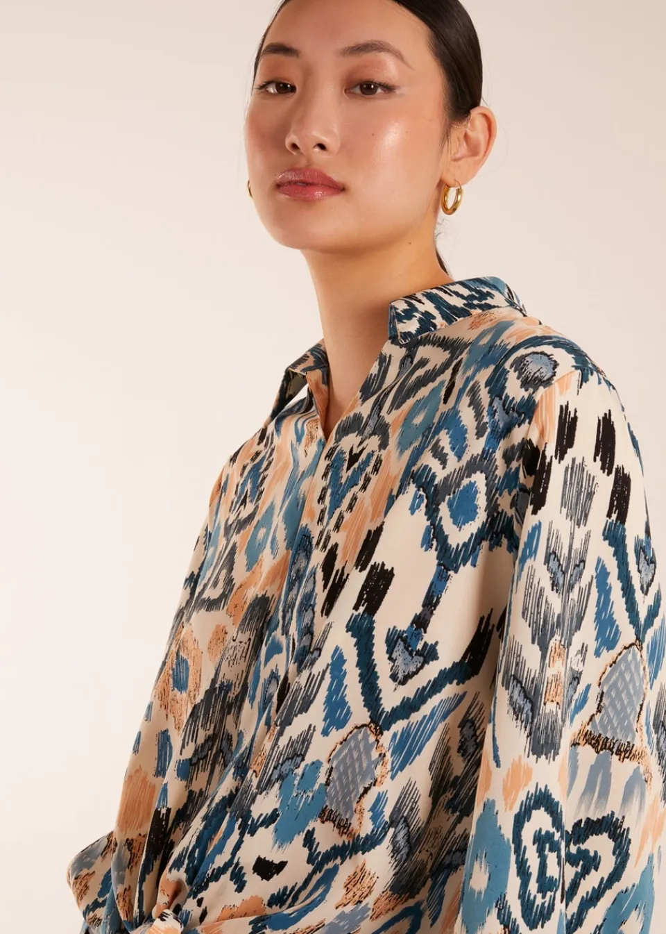 Tops>Blue Vanilla Blue Abstract Printed Shirt