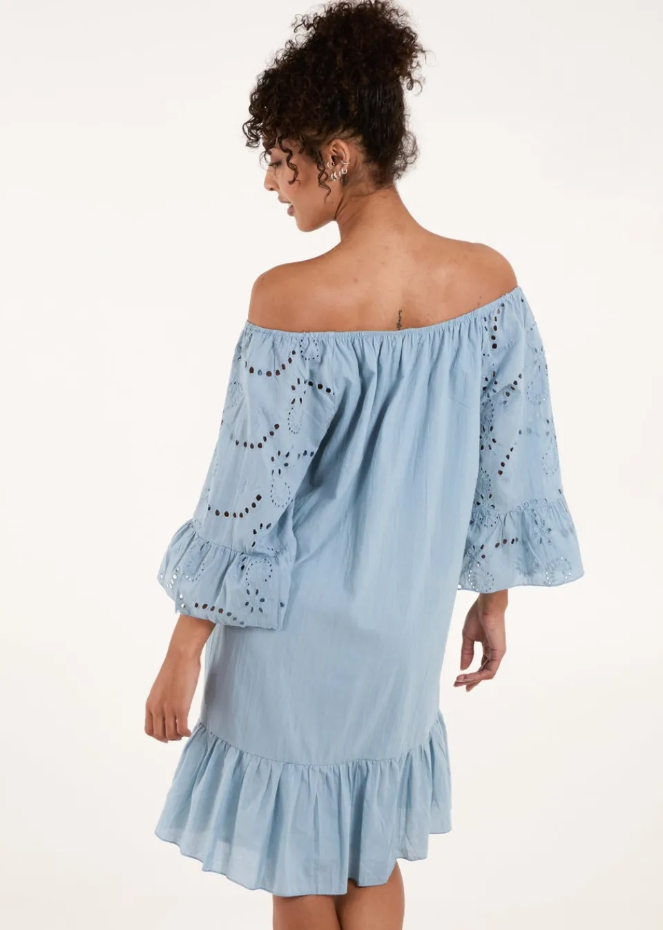 Dresses>Blue Vanilla Blue Broderie Tunic Smock Dress