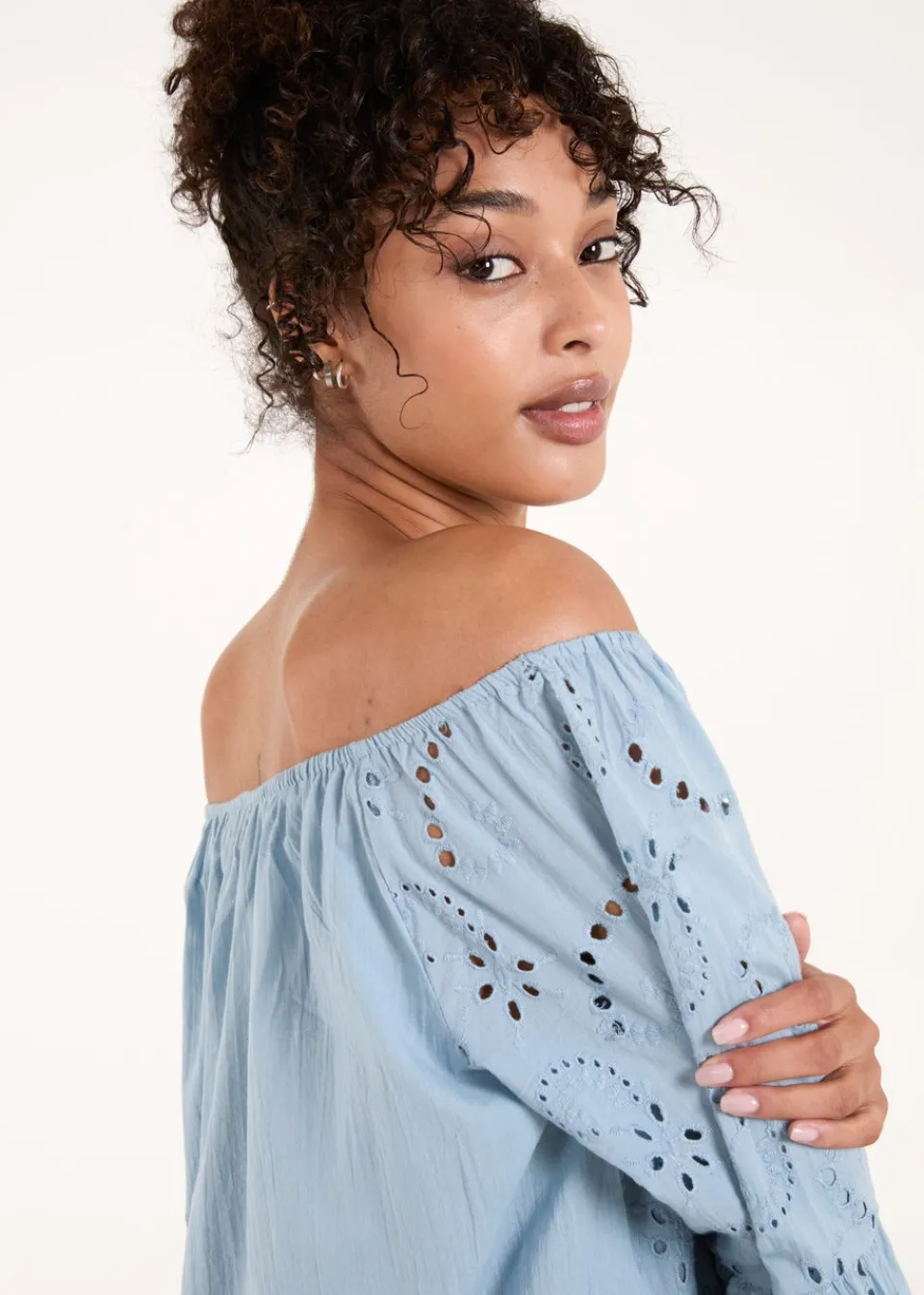 Dresses>Blue Vanilla Blue Broderie Tunic Smock Dress