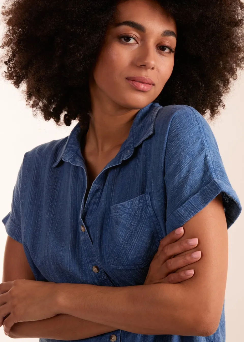 Tops>Blue Vanilla Button Front Shirt Blue