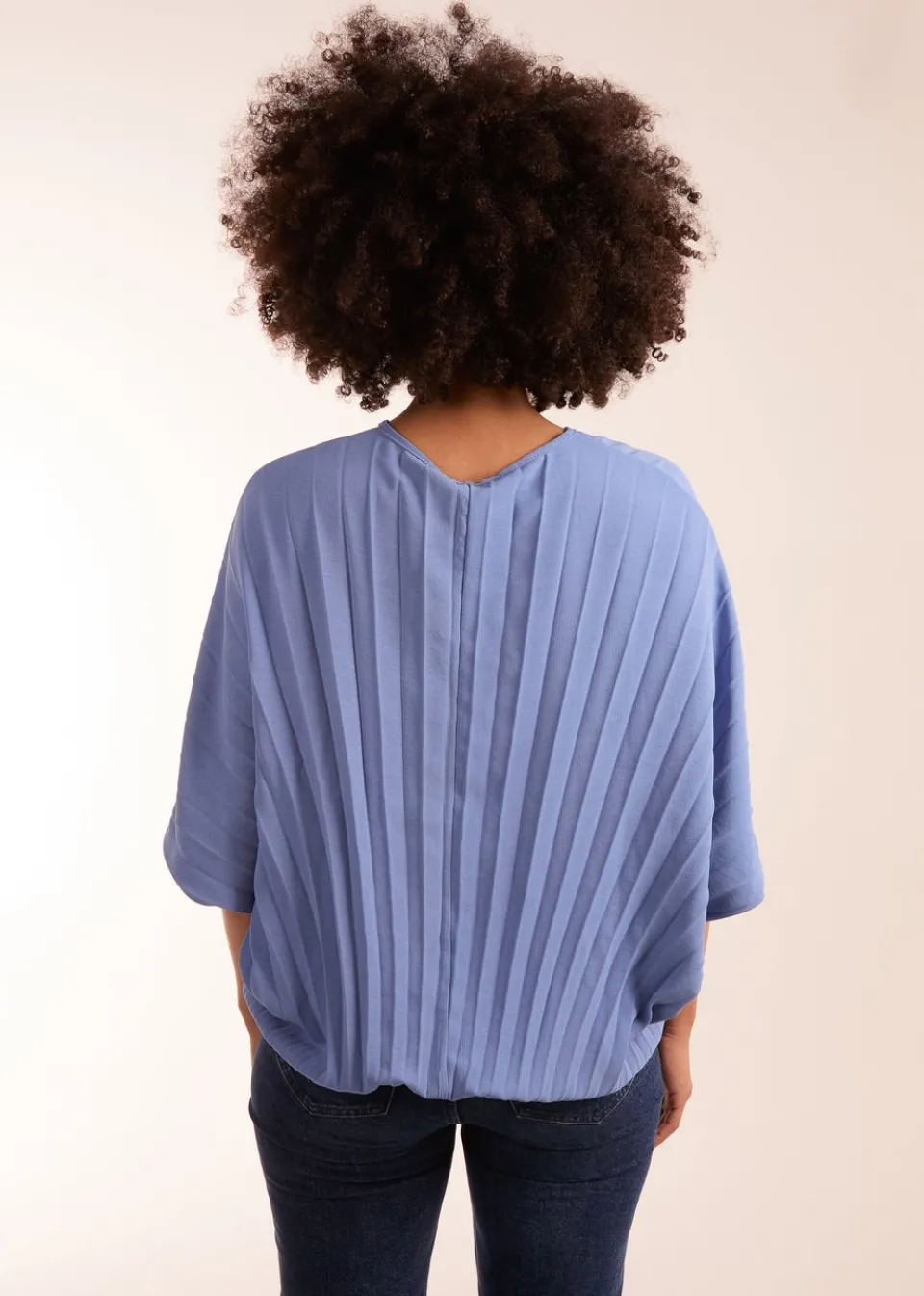 Tops>Blue Vanilla Pleated Batwing Top Blue