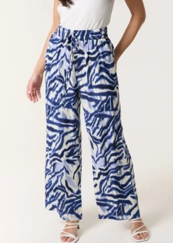 Trousers>Blue Vanilla Blue Printed Elastic Trousers