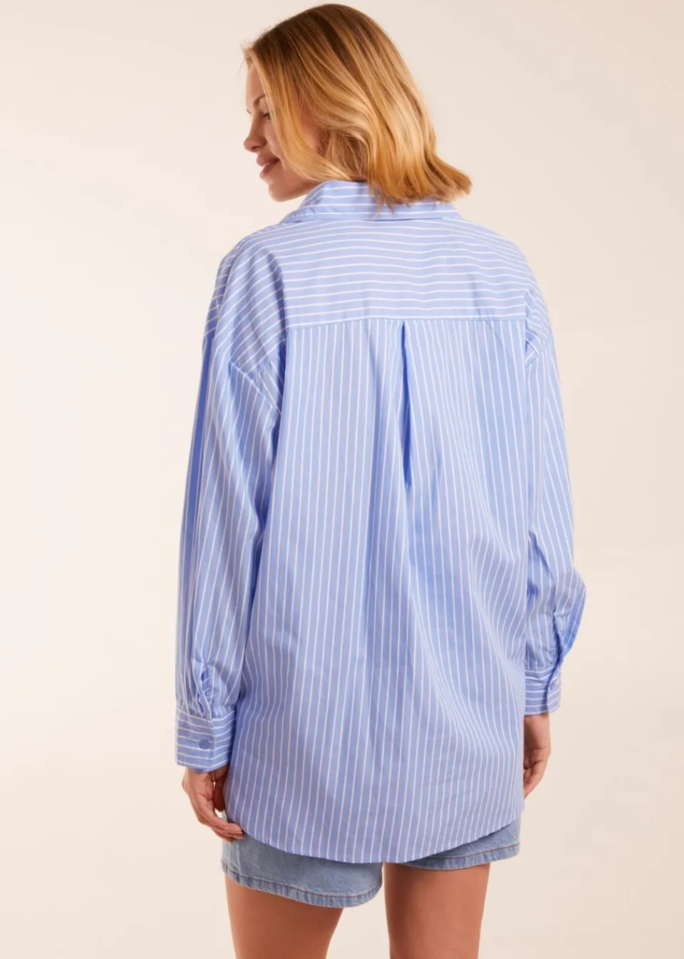Tops>Blue Vanilla Blue Stripe Classic Cotton Shirt