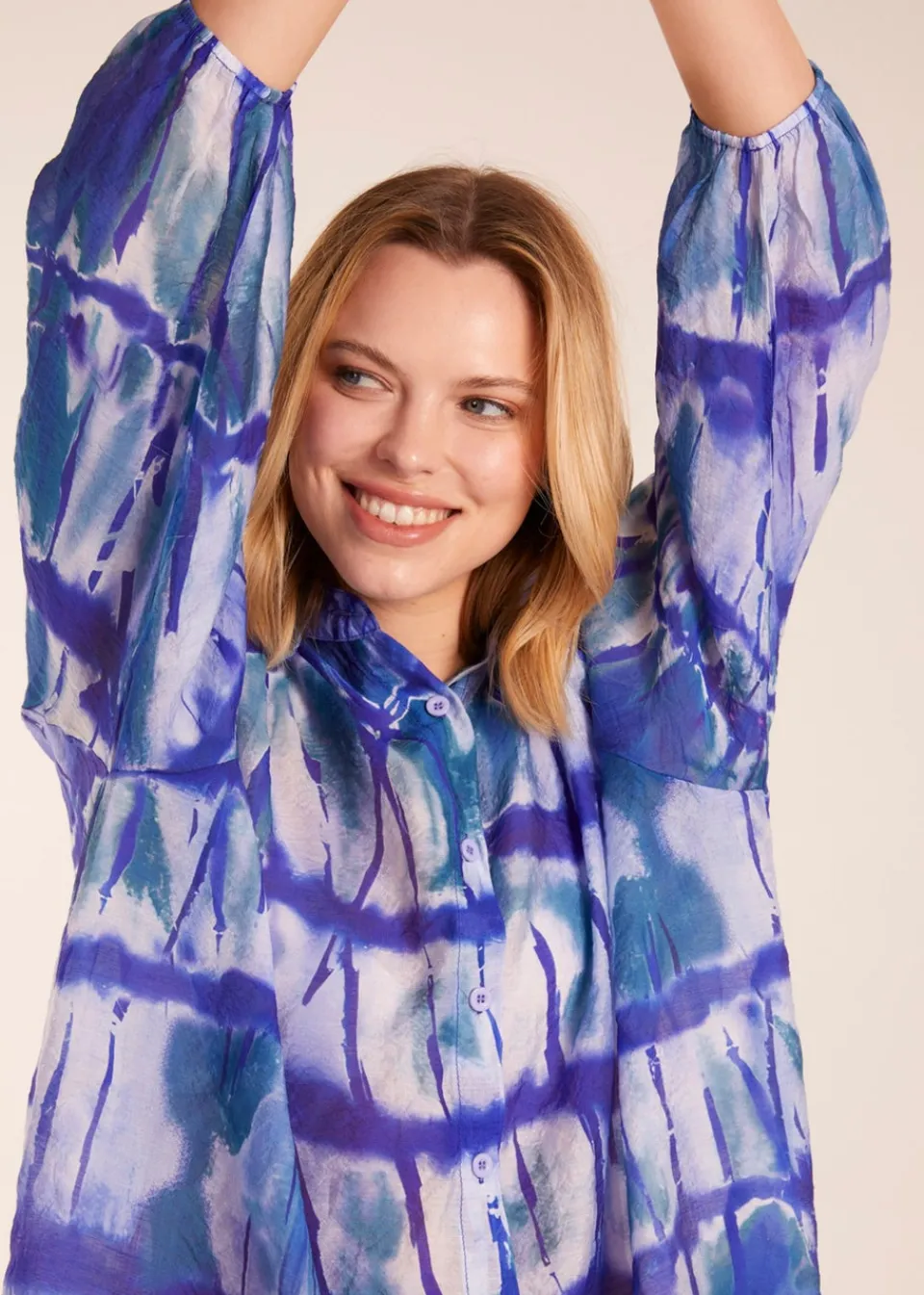 Tops>Blue Vanilla Blue Tie Dye Shirt