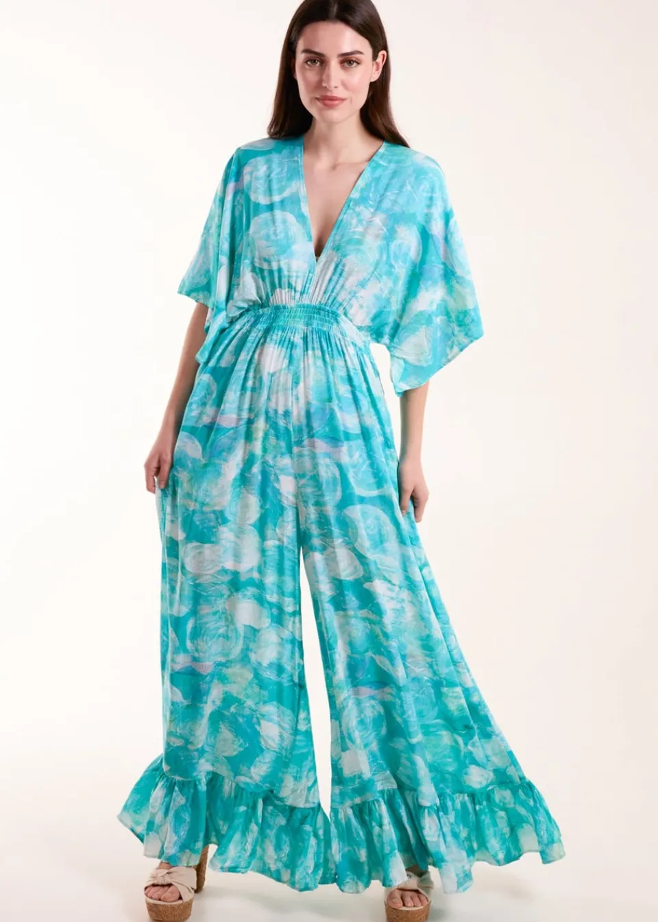 Jumpsuits & Playsuits>Blue Vanilla Blue V Back And Front Jumpsuit