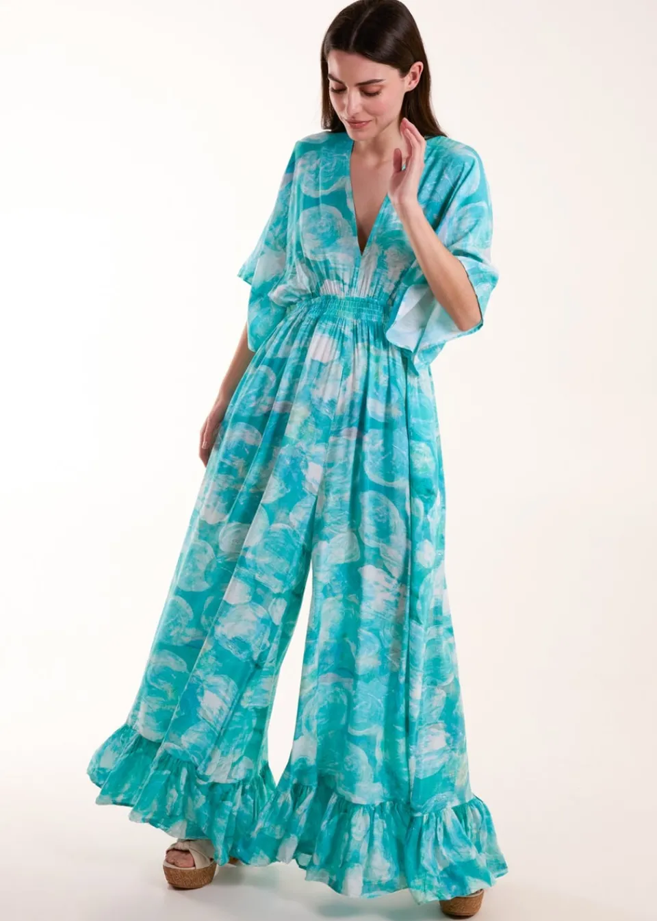 Jumpsuits & Playsuits>Blue Vanilla Blue V Back And Front Jumpsuit