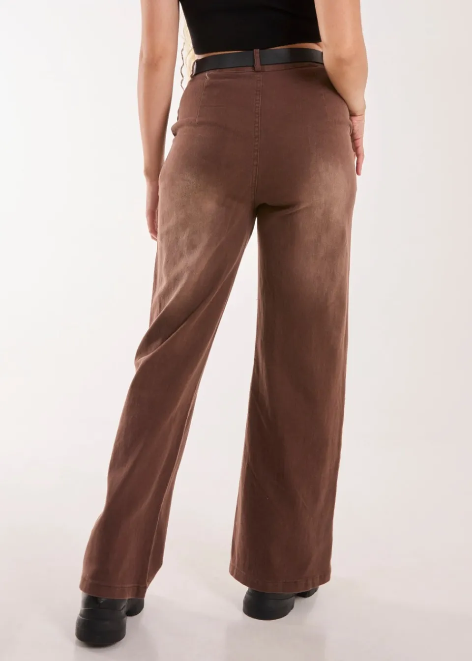 Jeans & Jeggings>Pink Vanilla Blue Vanilla Brown Acid Wash Wide Leg Jeans