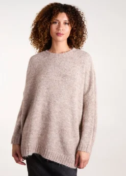 Tops>Blue Vanilla Brown Round Neck Jumper