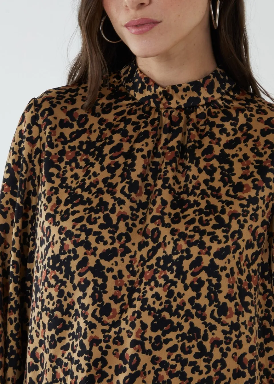 Tops>Blue Vanilla Satin Blouson Top Brown