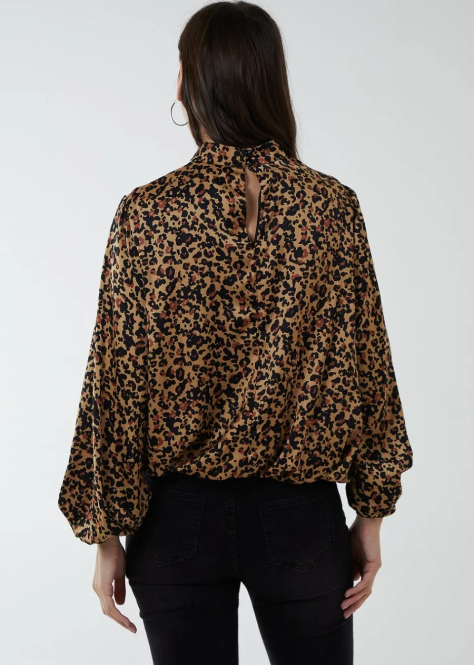 Blouses & Shirts>Blue Vanilla Brown Satin Blouson Top