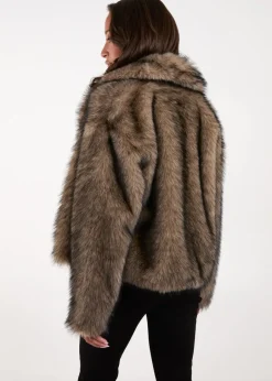 Coats & Jackets>Blue Vanilla Brown Short Plush Fur Coat
