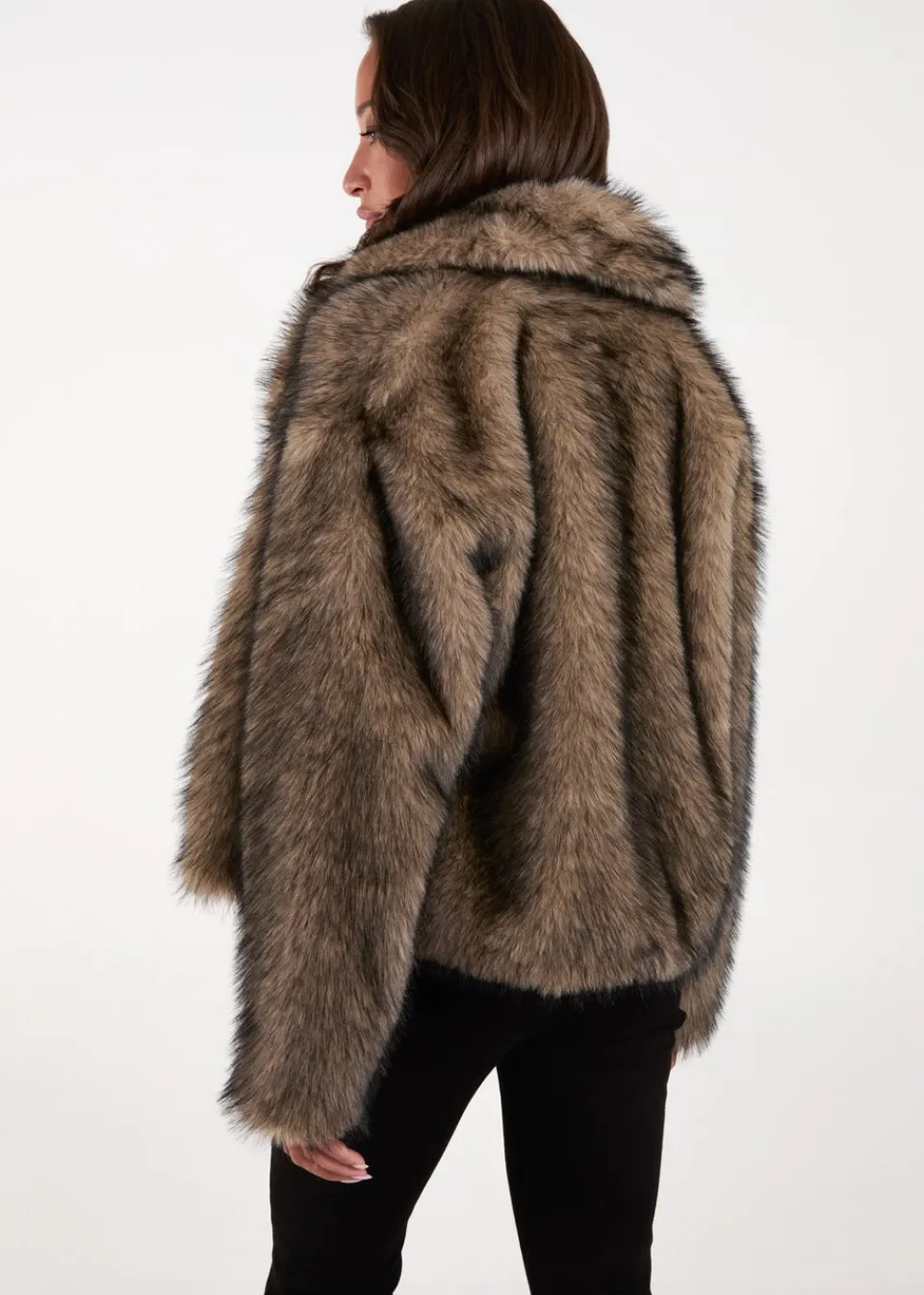Coats & Jackets>Blue Vanilla Brown Short Plush Fur Coat