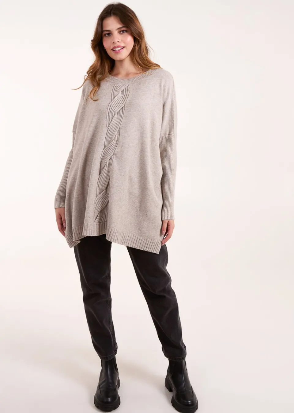 Tops>Blue Vanilla Brown Single Cable Front Jumper