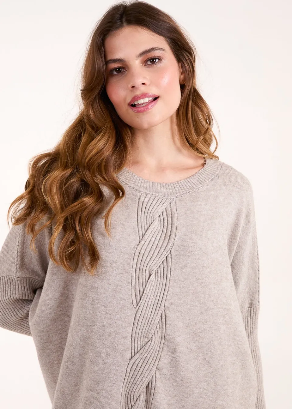 Tops>Blue Vanilla Brown Single Cable Front Jumper