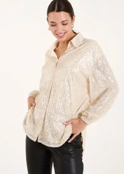 Blouses & Shirts>Blue Vanilla Champagne Sequin Shirt