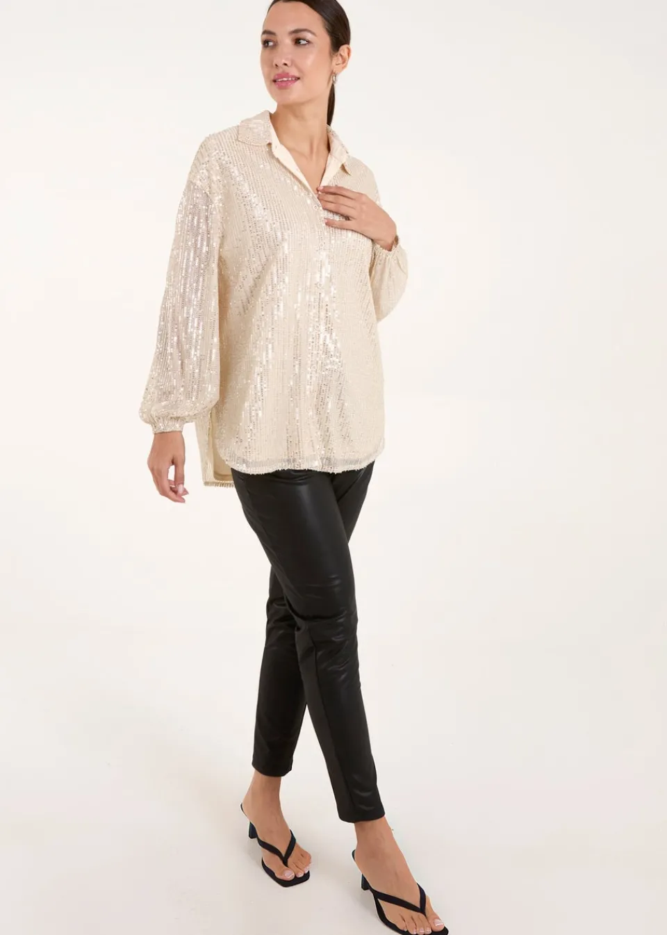 Blouses & Shirts>Blue Vanilla Champagne Sequin Shirt