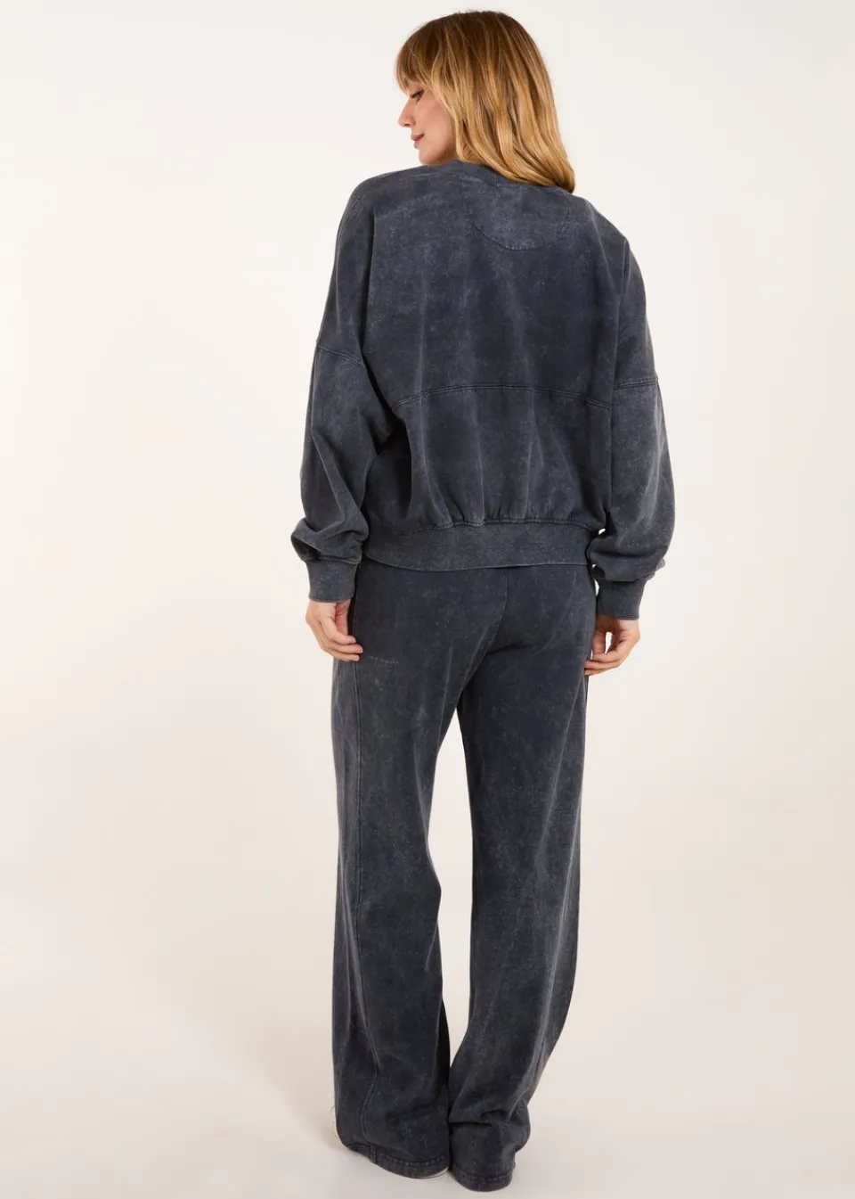 Tops>Blue Vanilla Charcoal Bomber Jacket & Jogger Set