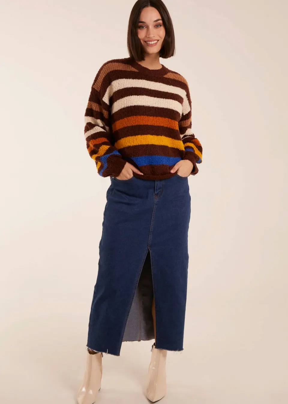 Knitwear>Blue Vanilla Chocolate Soft Touch Stripe Jumper