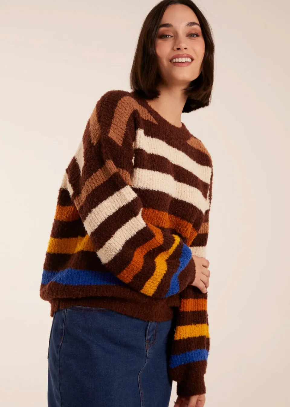 Knitwear>Blue Vanilla Chocolate Soft Touch Stripe Jumper