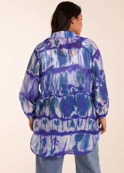 Tops>Blue Vanilla Curve Blue  Tie Dye Shirt