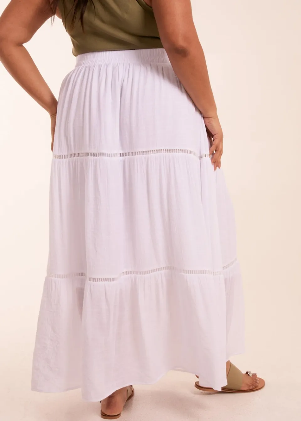 Skirts>Blue Vanilla Curve White Ladder Trim Maxi Skirt